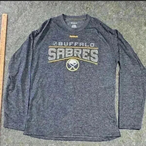 Grey/Blue Long Sleeve Buffalo Sabres Shirt Men's Large